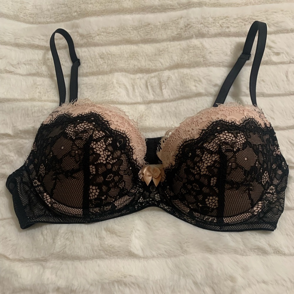 Black and Pink Adore Me Lace Bra 32B